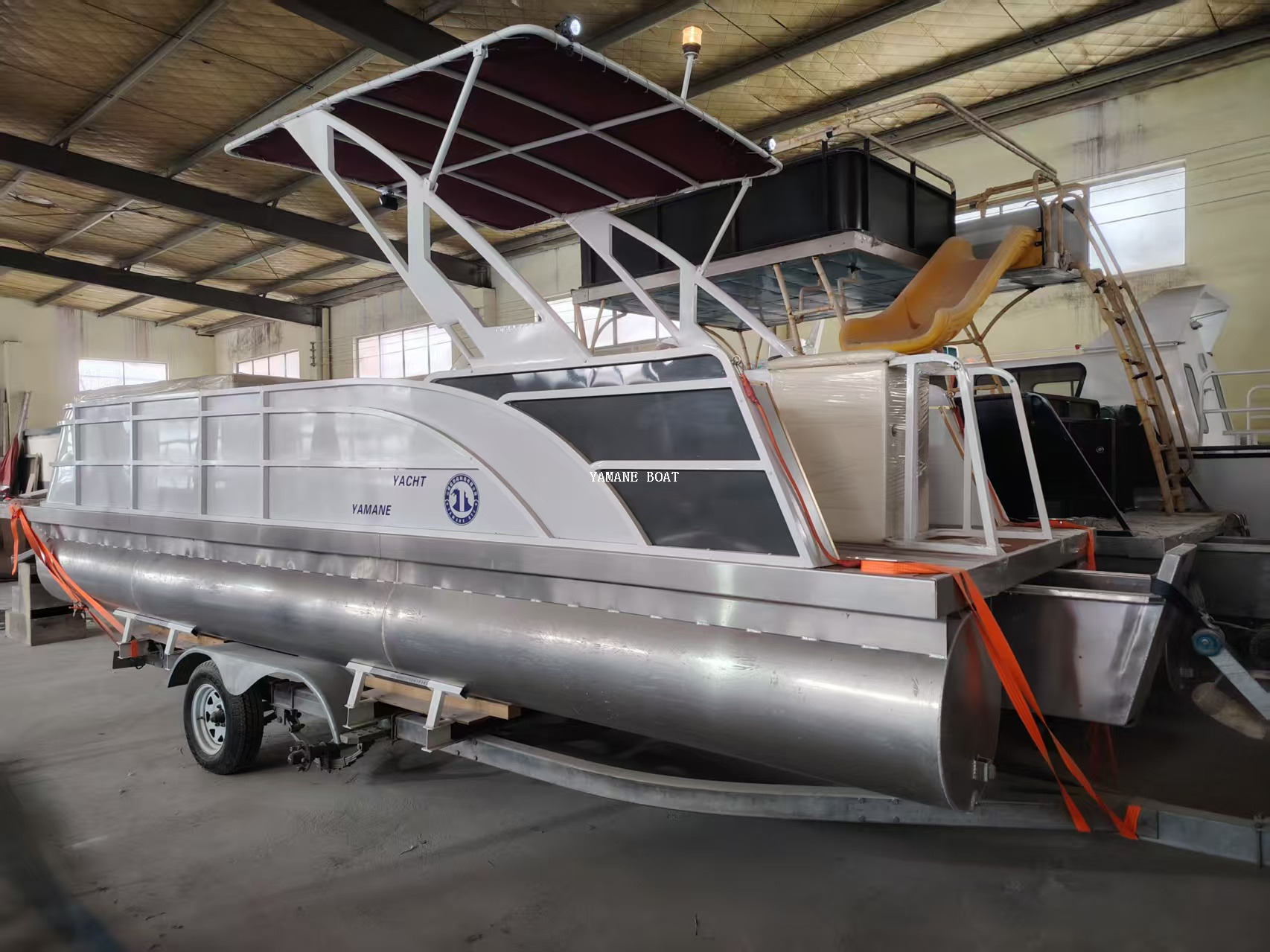 19フィートアルミニウムポンツーンボート水上バージ